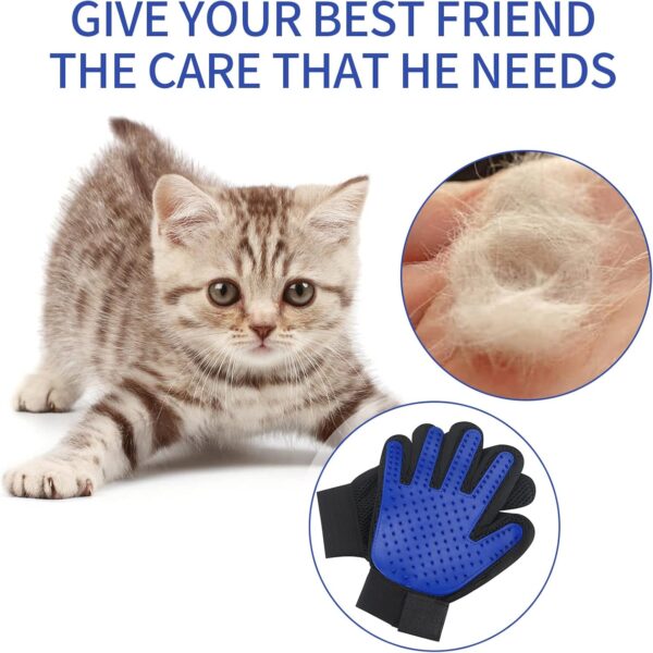 WELHAEPI 1 Pair/2 Pcs Pet Dog Cat Grooming Gloves, Pet Hair Remover Mitts, Deshedding Brush Gloves, Hair Remover Mitt Massage Gloves Brush Mitts for Long Short Fur Hair Dogs Cats Rabbits - Blue - Image 5