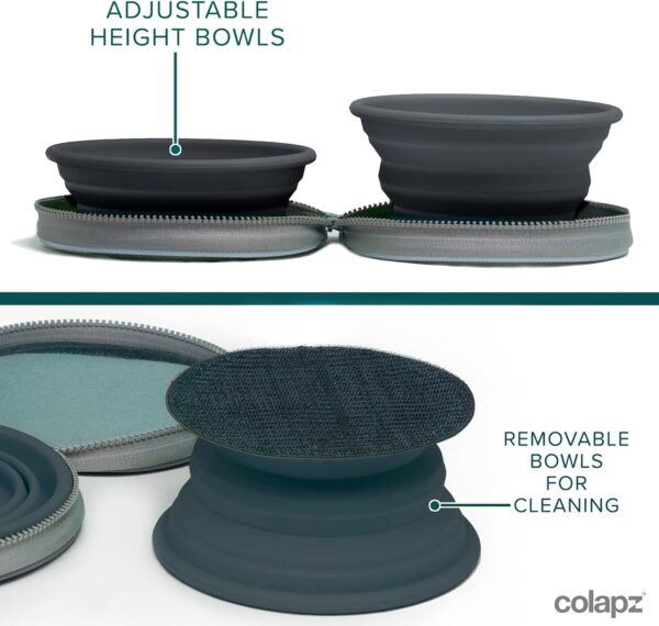 Two Collapsible Dog Bowls - Dog Water Bowl - Foldable Bowl with Travel Case - Grey - Image 4