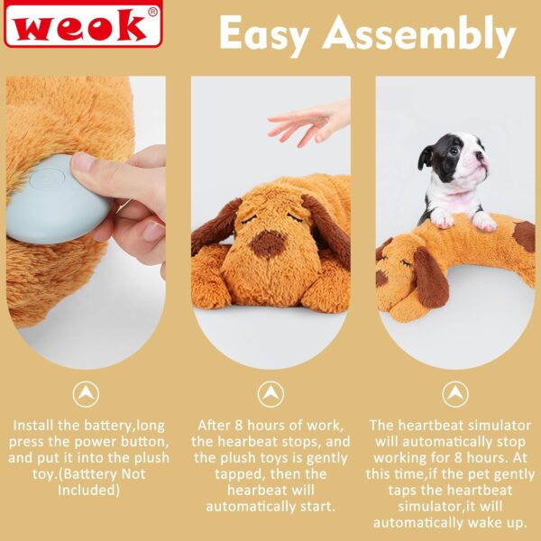 WEOK Heartbeat Puppy Toy - Comfort Cuddler Pillow, Dog Anxiety Relief Calming Aid,Heartbeat Stuffed Toy for Dogs,Puppy Heartbeat Toy Sleep Aid,Dog Heartbeat Toy for Pet - Image 6