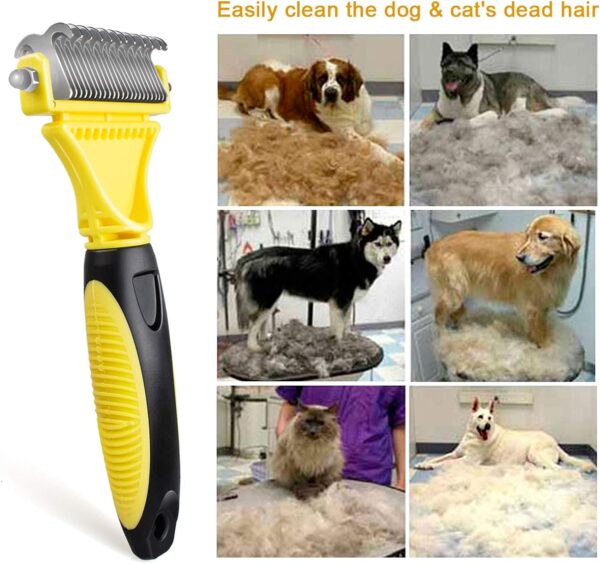 Morpilot Dog Brush Cat Brush Grooming Comb, 23+12 Double Sided Undercoat Rake Dematting Deshedding Tool for Long Hair Pets Cat Dog Slicker Shedding Brushes Efficiently Reduces Hair Loss by up to 90% - Image 5