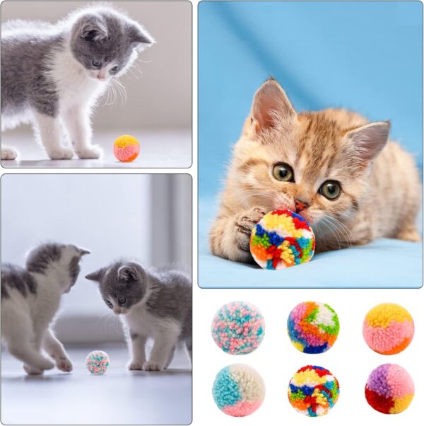 6 Packs Colorful Cat Toys, Soft Interactive Plush Bite-resistant Cat Balls Toys, Cute Kitten Toys Pet Pom Pom Balls for Playing, Chasing, Teeth Grinding, Chewing, Training(A) - Image 5