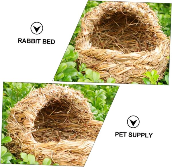 Grass Woven Pet 1pc Straw Pet Bed Bird Grass Bed Woven Straw Hut Critters Hamster Hanging Bed Hamster Sleeping Bed Hideaway Grass Hut Guinea Pigs Hamster House Grass Hammock - Image 4