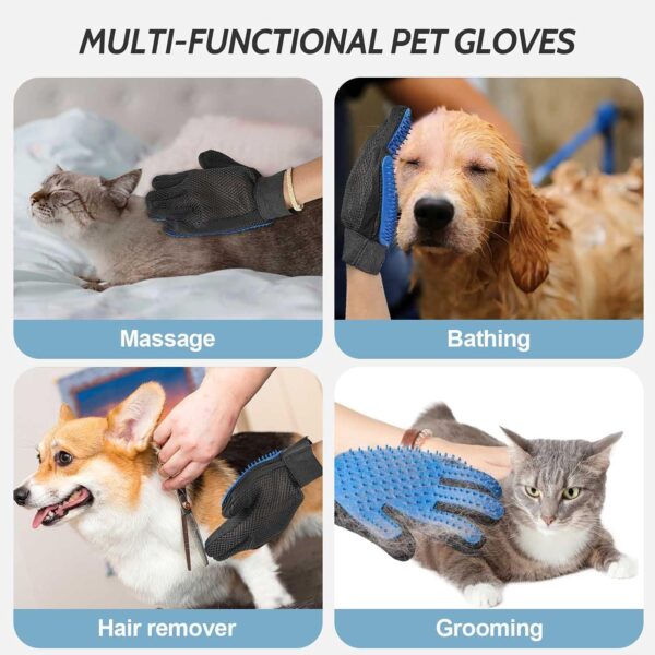 ZDXY Pet Glove, Pet Grooming Bathing Washing Hair Remover Brush Fur Mitts, for Cat Dog Horse Rabbit Animal（2 pieces） - Image 6