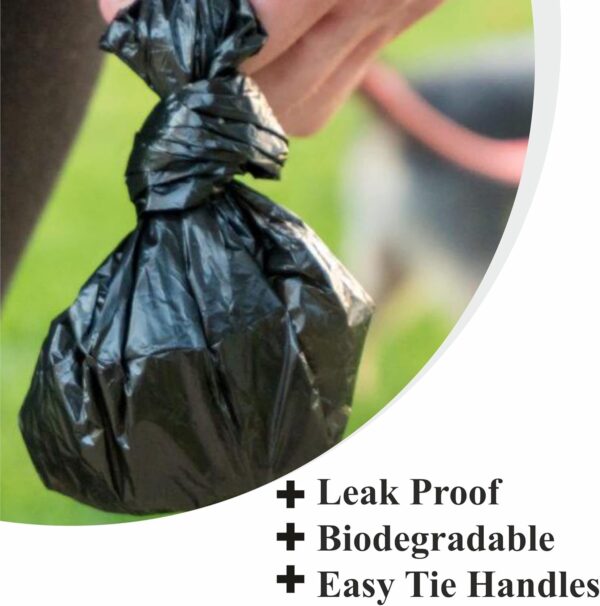 100x Doggy Poo Bags Tie Handles Biodegradable Dog Waste Black Poop Bags Plastic Extra Thick Fragranced Scented Strong 100% Leak Proof Eco-Friendly Cats Puppy Walking Bags Dispenser Pet Supplies - Image 3