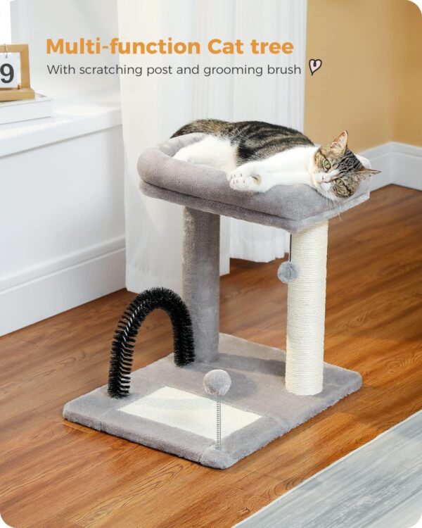 PETEPELA Cat Scratching Post Modern Cat Scratcher with Self Groomer, Scratching Board for Small Medium Size Cats Cat Tree with Plush Perch - Image 2