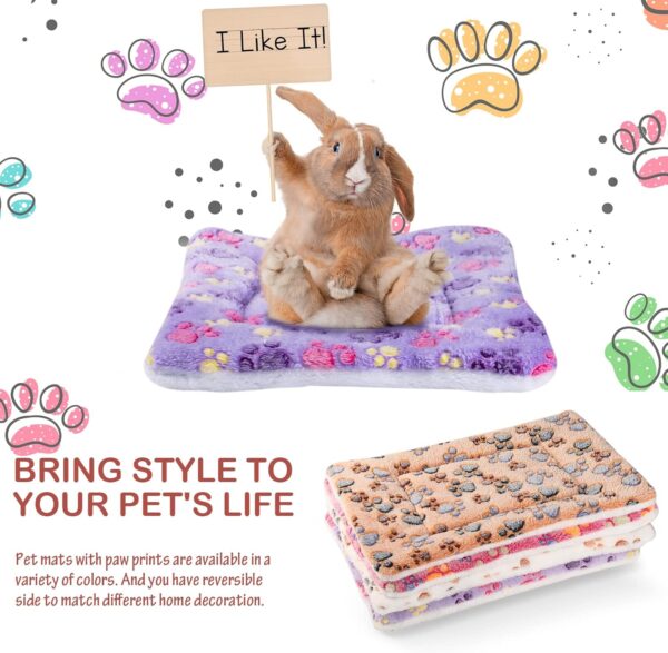 4 Pack Ultra Soft Dog Cat Bed Mat with Cute Prints Reversible Fleece Dog Crate Kennel Pad Cozy Washable Thickened Hamster Guinea Pig Bed Pet Bed Mat for Small Animals (Vivid Color, 12.6 x 9.8 Inches) - Image 4