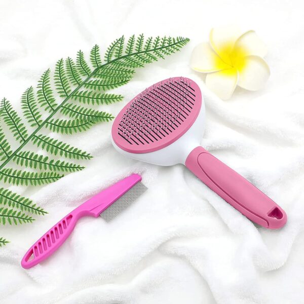 Cat Brush for Shedding and Grooming, Pet Self Cleaning Slicker Brush with Cat Hair Comb by ZITSMS(Pink) - Image 7