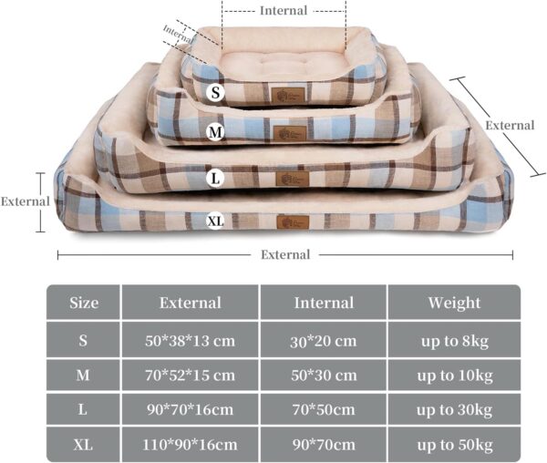 AcornPets® B-1032 Grid Style Coffee Dog Bed Cat Pet Pillow Fleece 70 x 55 CM For Small or Medium Dogs Cats - Image 7