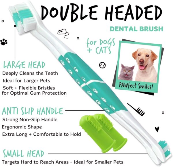 MUNSKT Dog Toothbrush Dual Ended, Pets Teeth Cleaning Toothbrush 360º Dog Cat Finger Toothbrush Pets Dental Cleaning Products for Easy Dogs Cats Dental Care - Image 2