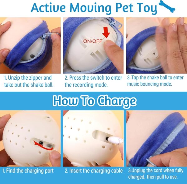 Audasi Active Moving Pet Plush Toy Interactive Dog Toys Talking Moving Dog Toy USB Rechargeable Interactive Washable Cartoon Pig Squeaky Pig Dog Toy Dancing Dog Ball Bouncing Toy for Dog Cat Pets - Image 6