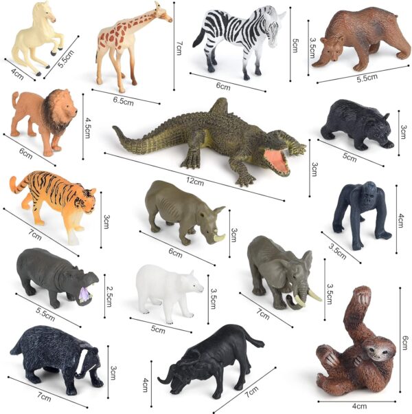 ELECLAND 16Pcs Jungle Zoo Animals Figurines, Safari Animal Figures Toys, Woodland Animal Figures, Mini Animal Cake Toppers Kids' Play Figures for Birthday Party Decorations, Christmas Home Decorations - Image 2