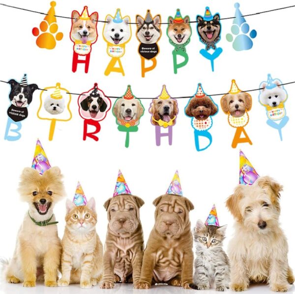 24Pcs Dog Themed Party Decoration Set,Birthday Decorations Doggy Theme Puppy Party Set Dog Party Supplies Pet Dog Party Pack for Birthday Party Including Cupcake Toppers Kids Birthday Decorations - Image 4