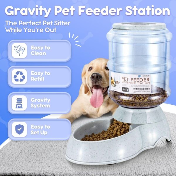 Flexzion Gravity Pet Food Water Feeder Dispenser Bundle Set (Large) for Dogs Cats Automatic Replenish Waterer Dry Food Storage Container Bowl, Small Medium Dog Cat Feeding Watering Fountain Supplies - Image 4