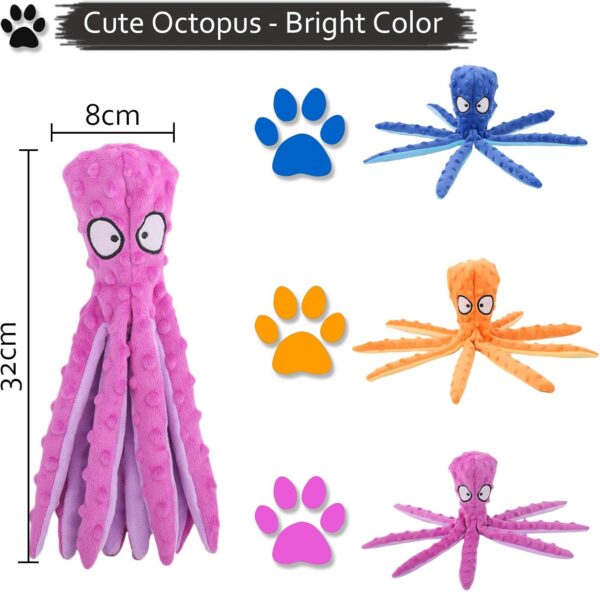 Acehome Squeaky Dog Interactive Play Toy,No Stuffing Octopus Dog Chew Toy with Crinkle Paper for Medium and Large Dog Playing (Purple) - Image 2