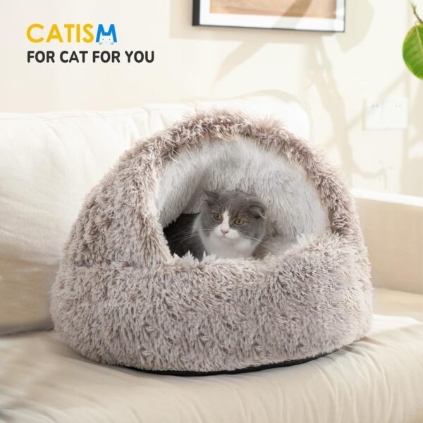 CATISM Cat Beds Dog Bed Pet Bed for Indoor Cats Large Cave Dog Bed Washable 60cm Coffee - Image 7