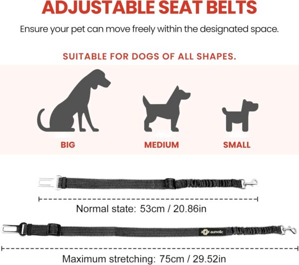 Pack of 2 Dog Seat Belt for car UK, Adjustable Safety Pets Seat Belt, Car Harness With Bungee And Swivel Clip, Accessories for Traveling Pets - Image 3