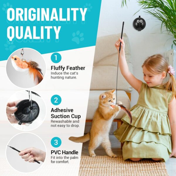 ROSAUI Cat Toy, Cat Toys Self-Entertainment - Interactive and Stimulating for Cats - Complete Set with Bird, Suction Cup Cat Wand, and More - Image 5