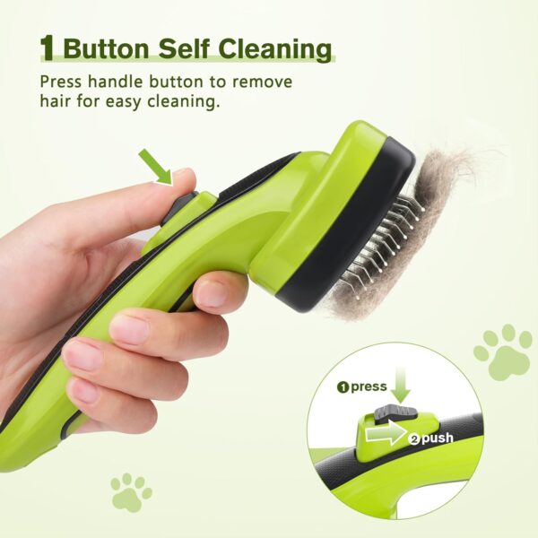 pecute Slicker Dog Brushes,Self Cleaning Pet Grooming Brush- Removes 90% of Dead Undercoat and Loose Hairs,Suitable for Medium and Long Haired Dogs Cats(Large, Upgraded Button) - Image 3