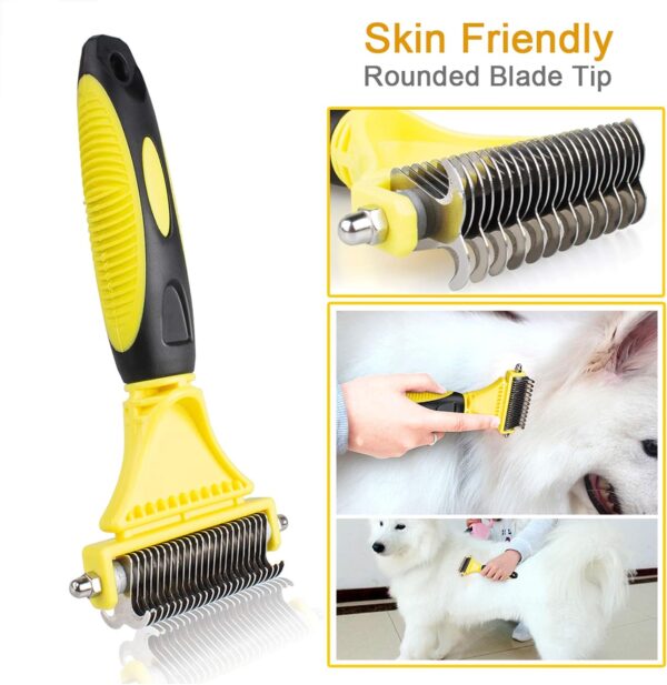 Morpilot Dog Brush Cat Brush Grooming Comb, 23+12 Double Sided Undercoat Rake Dematting Deshedding Tool for Long Hair Pets Cat Dog Slicker Shedding Brushes Efficiently Reduces Hair Loss by up to 90% - Image 4