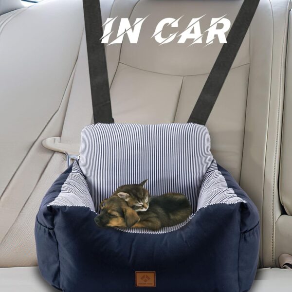 2 in 1 Dog Car Seat Washable and Stain Resistant Pet Booster Seat for Small and Medium Dogs Cats Super Soft PP Cotton Travel Safety Pet Car Seat with Storage Bag and Harness Strap - Image 2