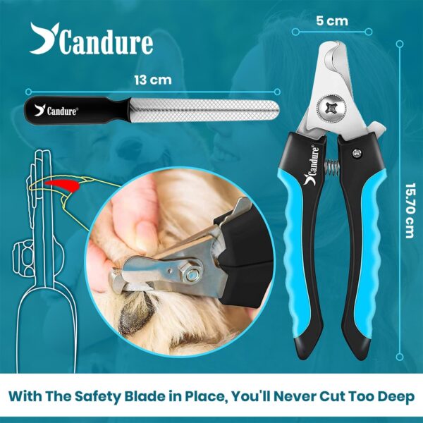 Candure Dog Nail Clippers for Large, Medium and Small Breed Professional Pet Nail Clipper Suitable for Cats, Rabbits and Guinea Pigs With Safety Lock and Protective Guard to Avoid Over Cutting (6") - Image 3