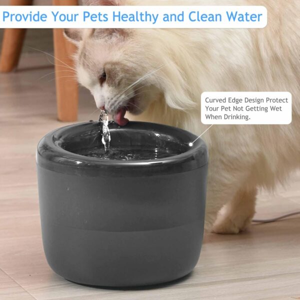 Ecoastal Cat Water Fountain UK,Kitten Puppy Transparent Automatic Water Dispenser,Ultra Quiet Pump Pet Dog Drinking Fountain with Activated Carbon Filter Cat Supplies,1.6L - Image 2