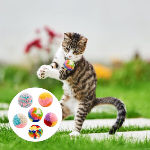 6 Packs Colorful Cat Toys, Soft Interactive Plush Bite-resistant Cat Balls Toys, Cute Kitten Toys Pet Pom Pom Balls for Playing, Chasing, Teeth Grinding, Chewing, Training(A) - Image 6