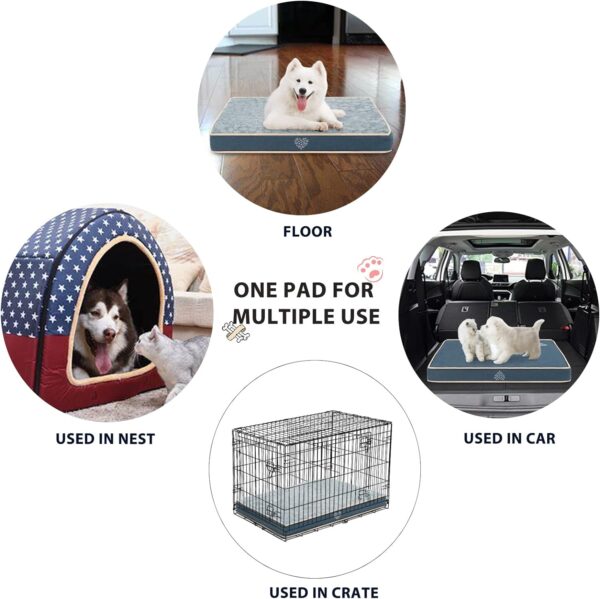 VANKEAN Waterproof Dog Bed Mat Reversible (Warm and Cool) with Removable Machine Washable Cover, Dog Bed Matterss for Crate, Dog crate mat, Dog Pad Pet Bed for Small to Large Dogs, Navy/Grey - Image 6