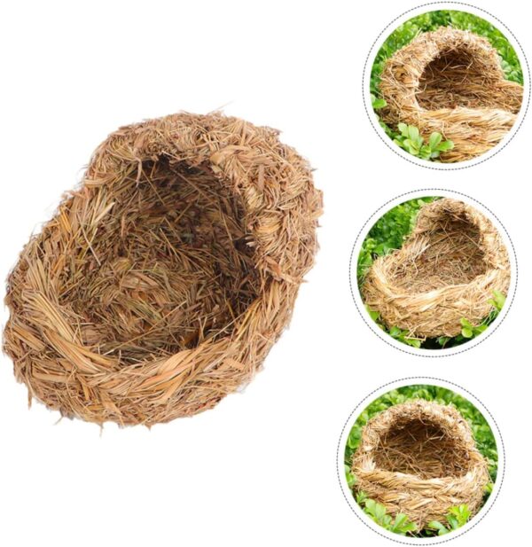 Grass Woven Pet 1pc Straw Pet Bed Bird Grass Bed Woven Straw Hut Critters Hamster Hanging Bed Hamster Sleeping Bed Hideaway Grass Hut Guinea Pigs Hamster House Grass Hammock - Image 7