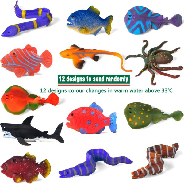 goosow 12 PCS Colour Changing Sea Animal Toys,Change Colour Ocean Animals,Floating Fish Bath Toys for Kids,Sea Creatures Themed Party Supplies,Easter Egg Fillers,Goodie Bags Fillers,Carnival Prizes - Image 2