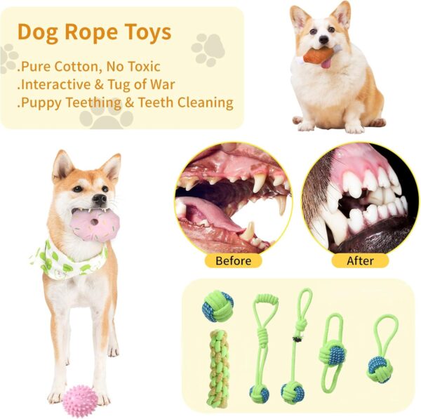 Restorgan 22 PACK Puppy Toys Set, Small Dog Toys Puppy Teething Toys with Dog Toy Box, Puppy Chew Toys, Dog Rope Toys Set with Cute Squeaky Dog Toys for Small and Medium Dogs Playing and Training - Image 4