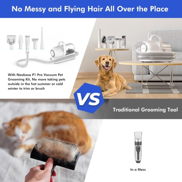 Neakasa Self Cleaning Dog Grooming Kit Professional, 13000Pa P1 Pro Dog Vacuum Groomer, Dog Grooming Clippers Corded for Thick Short Long Hair, Dog Cat Brushes for Grooming Shedding, Silent - Image 4