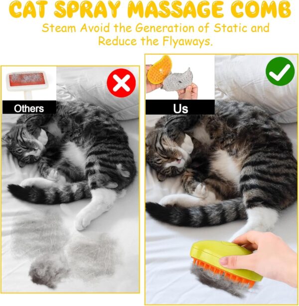 Steam Cat Brush 3 In1 Steamy Cat Brush Self Cleaning Steam Cat Brush Rechargeable Cat Grooming Brush Multifunctional Cat Grooming Brush,Electric Pet Brush,Pet Hair Removal Comb - Image 4