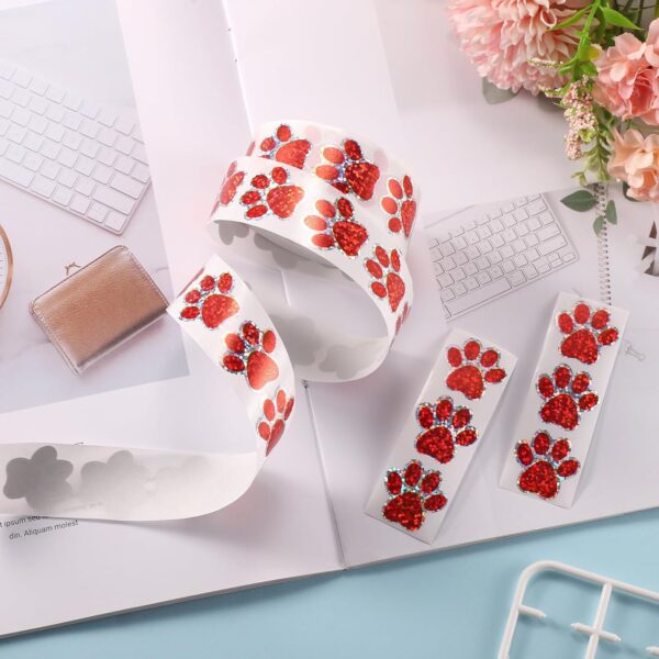 500pcs Puppy Paw Stickers, 1 Inch Self-Adhesive Glittery Pet Paw Decals Cute Dog Feet Paw Stickers Cat Bear Stickers Roll for Envelope Books Laptops Bottles Crafts Supplies(red) - Image 4