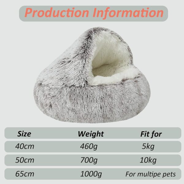 WGYTECH Cat beds for Indoor Cat Cave Hooded Plush Donut Cat Bed House，Warm Fleece Pet Cushion Sofa，Faux Fur Round Comfortable Self Warming Indoor Sleeping Bed For Indoor Kittens and Puppy Small Dogs - Image 2