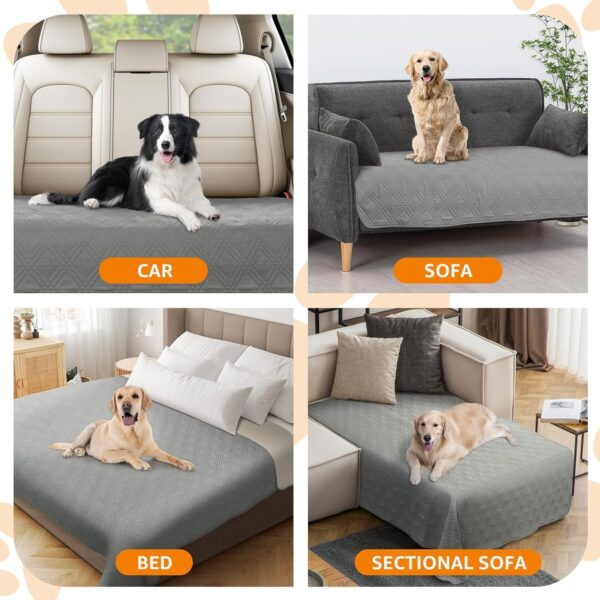 Waterproof Dog Bed Covers for Couch Protection, Water-Resistant Anti-Slip Soft Dog Pet Blanket, for Furniture Bed Couch Sofa (97x190cm,Grey) - Image 8