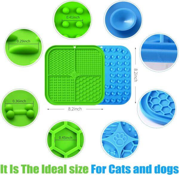 Licky Mats Slow Feeder for Dogs, Premium Lick Pad with Suction Cups for Dog Anxiety Relief, Slow Feeder Dog Bowls, Bathing, Grooming and Training, 2 Pack (Blue, Green) - Image 2