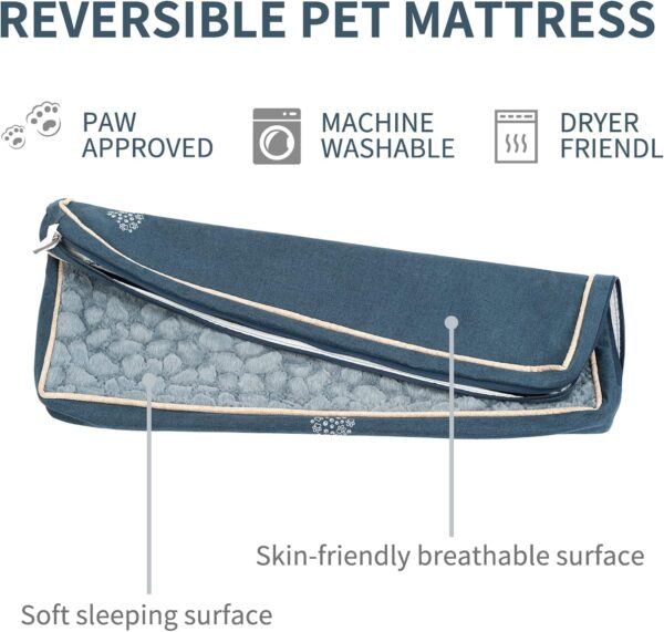 VANKEAN Waterproof Dog Bed Mat Reversible (Warm and Cool) with Removable Machine Washable Cover, Dog Bed Matterss for Crate, Dog crate mat, Dog Pad Pet Bed for Small to Large Dogs, Navy/Grey - Image 4