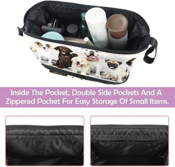 Cosmetic Bag for Women, Adorable Roomy Makeup Bags Travel Water Resistant Toiletry Bag Accessories Organizer, Cute Puppies Animal Dogs Pet - Image 4