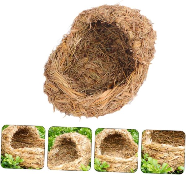 Grass Woven Pet 1pc Straw Pet Bed Bird Grass Bed Woven Straw Hut Critters Hamster Hanging Bed Hamster Sleeping Bed Hideaway Grass Hut Guinea Pigs Hamster House Grass Hammock - Image 2