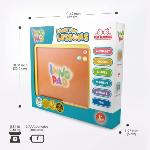 BEST LEARNING INNO PAD Smart Fun Lessons - Educational Tablet Toy to Learn Alphabet, Numbers, Colours, Shapes, Animals, Time for Toddlers Ages 2 to 5 Years Old - Image 7