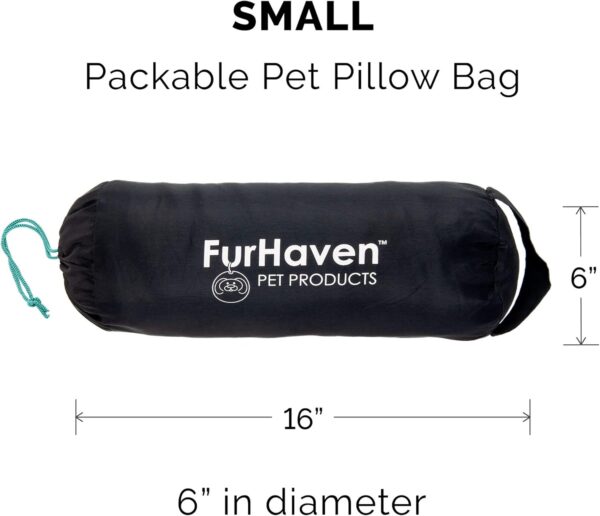 Furhaven Small Dog Bed Trail Pup Travel Pillow Mat w/Stuff Sack, Washable - Aqua/Granite Gray, Small - Image 4