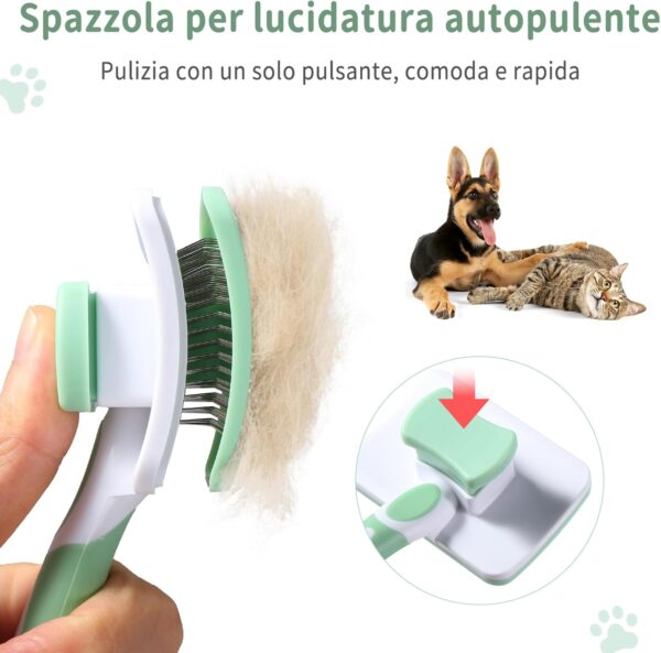 Vinabo Pet Dog Brush, Cat Brush, Self-Cleaning Slicker Brush, Removes Undercoat, Dog Brush, Cat Brush, Short to Long Hair, Suitable Gentle Cat Brush, Green - Image 6