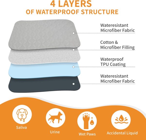 PICK FOR LIFE Waterproof Dog Blanket For Bed, 137cm×208cm Dog Blankets Washable Soft Reversible Puppy Blankets Anti Scratches Dirty for Bed Sofa Furniture (Light/Dark Grey) - Image 2