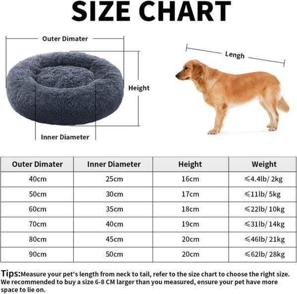 YOJOGEE Calming Donut Dog Bed for Medium Small Dogs Cats, Fluffy Anti Anxiety Dog Beds Washable Puppy Bed Non-Slip Plush Cuddler Warming Round Faux Fur Pet Bed - Image 5