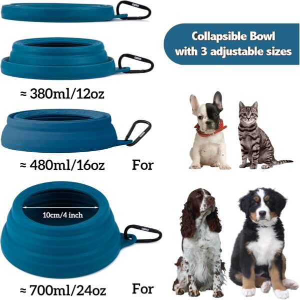 OHMO Collapsible Dog Bowl Anti Tip Over Wide Base Small Opening, Dog Travel Bowl, Less Splash Spill Portable Pet Bowl for Road Trip, Cat Travel Accessories (700ml, Peacock Blue) - Image 2