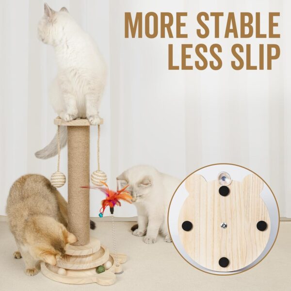 Cat Scratching Post for Indoor Cats with Solid Wooden Base Cat Scratche Post with Interactive Track Ball Toys Kitten Small Scratcher Post Funny Cat Scratch Pole 45cm - Image 7