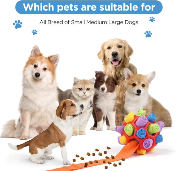 Snuffle Ball for Dogs Foraging, Sniffle Interactive Pet Toys, Dog Chew Toys Dog Treat Ball Dispenser, Portable Interactive Dog Educational Toy Brain Stimulator Toy for Small Medium Large Dog Training - Image 4