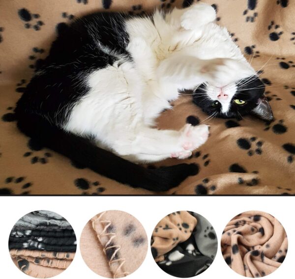 DIGIFLEX Large Pet Blankets x3 Dog Cat Soft Fleece 70cm X 100cm - Washable Soft Fleece Dog/Cat Throw Blanket - Paw Print Design – Bedding for a Puppy & Kitten - Image 5