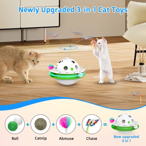 Tyasoleil 3 in 1 Smart Cat Toys, Interactive Cat Toy, Kitten Toys, Automatic Cat toy, Dual Power Supplies, Auto On/Off, Fluttering Butterfly, Random Moving Ambush Feather - Image 4